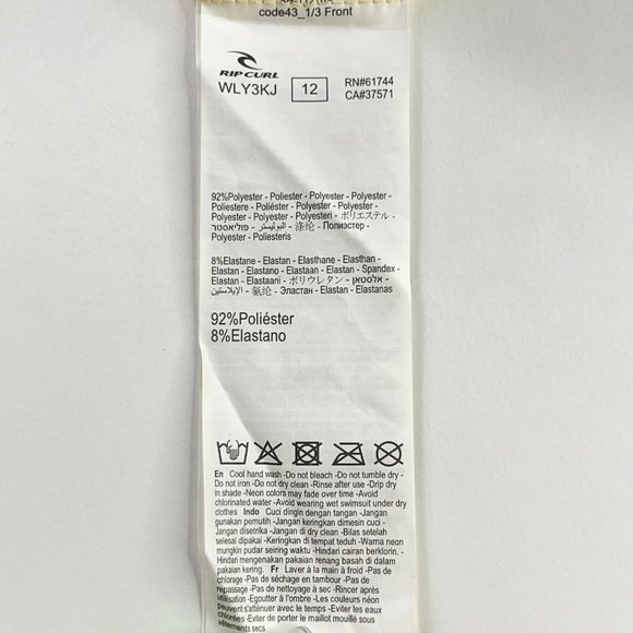 Rip Curl Girls Rash Guard T-Shirt Yellow Sun Protection Long Sleeve Tee 12 New - Picture 5 of 9